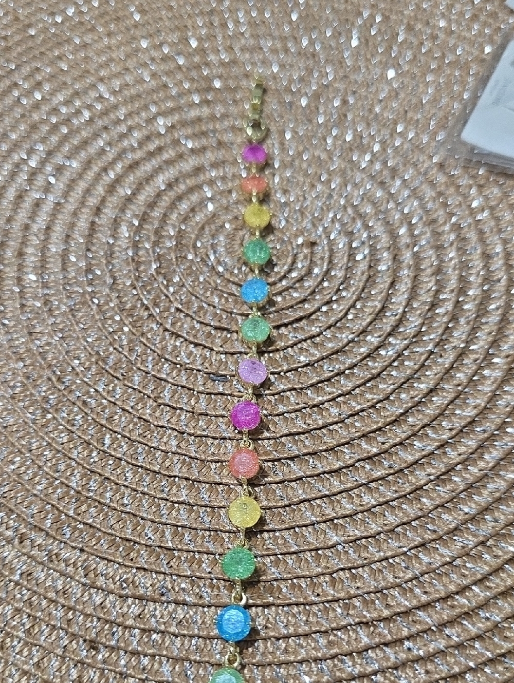 Multicolor Druzy Disc Bracelet - Gold Brecelat